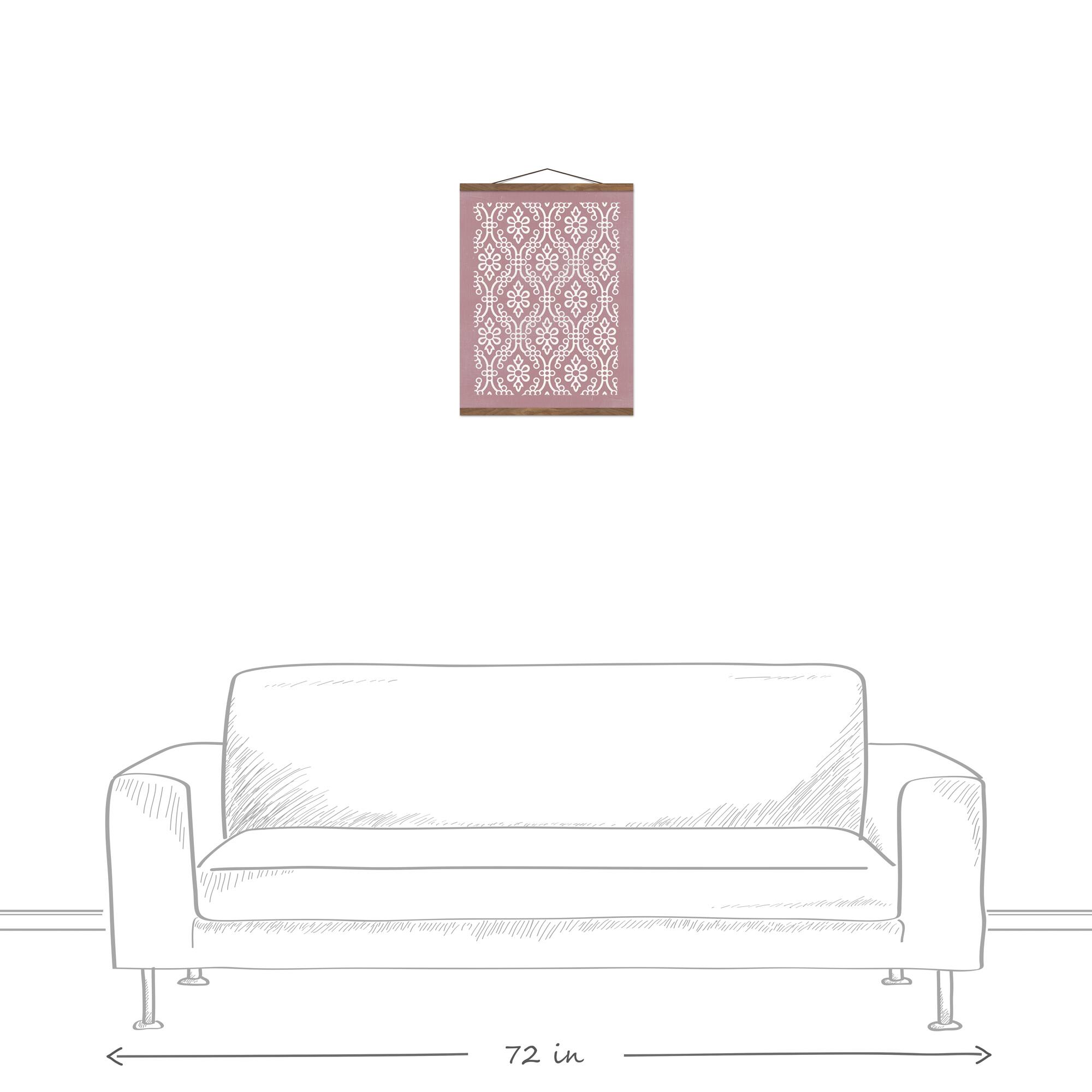 Folksy Pattern Teak Hanging Canvas Art